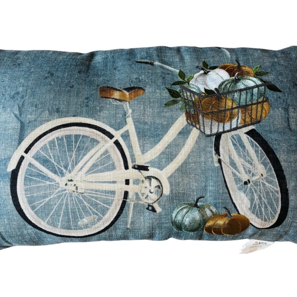 NWT Tommy Bahama Blue and White Down Alternate Throw Pillow Measures 24x14 - Picture 7 of 11